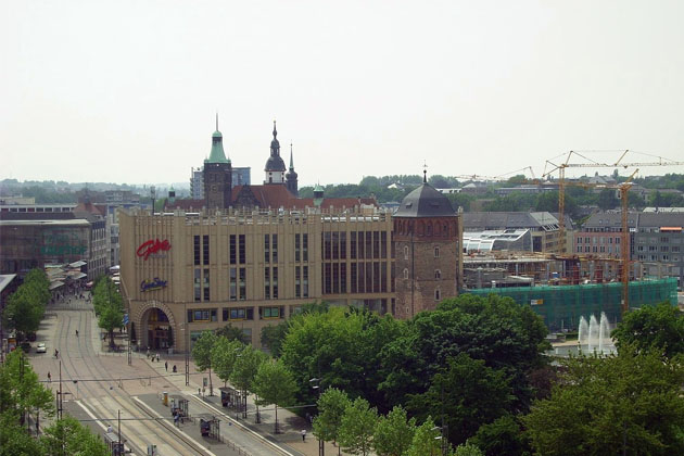 Blick auf das Zentrum der Großstadt Chemnitz