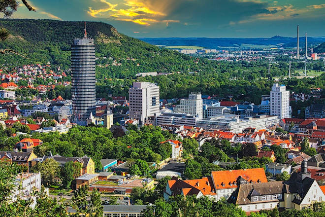 Blick auf das Stadtzentrum von Jena