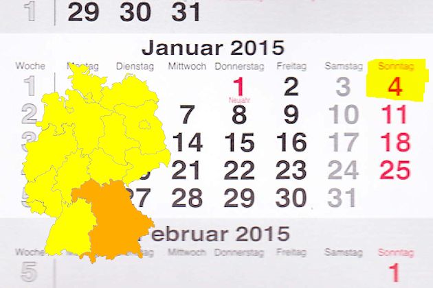 In Bayern laden am 04.01.2015 die Orte Garmisch-Partenkirchen, Weixerau und Wachenroth zum verkaufsoffenen Sonntag ein.