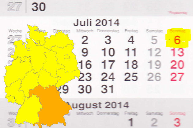 In Bayern laden am 06.07.2014 die Orte Nesselwang und Neuendettelsau zum verkaufsoffenen Sonntag ein.