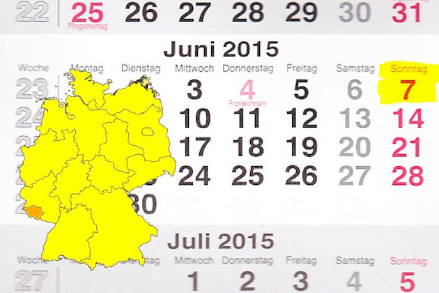 Im Saarland laden am 07.06.2015 die Orte Homburg (Saar), Ottweiler, Saarbrücken und Wadern (teilweise) zum verkaufsoffenen Sonntag ein.