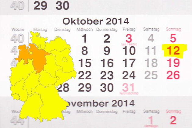 In Niedersachsen laden am 12.10.2014 die Orte Bremervörde, Delmenhorst, Einbeck, Jever, Leer, Loxstedt, Papenburg und Wolfenbüttel zum verkaufsoffenen Sonntag ein.