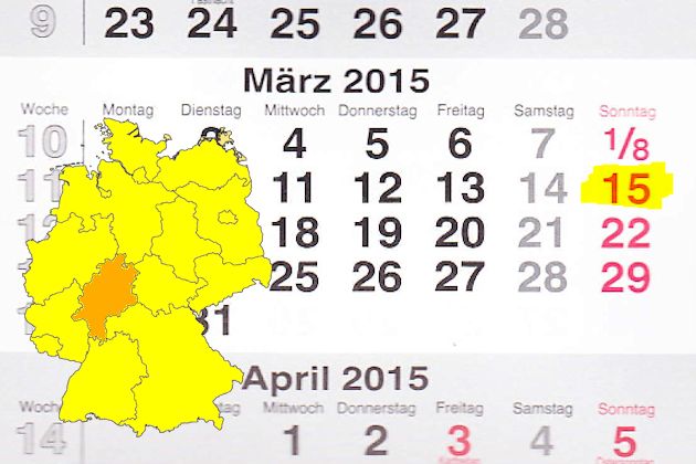 In Hessen laden am 15.03.2015 die Orte Bad Camberg, Bad Vilbel, Eiterfeld, Fulda und Nidda zum verkaufsoffenen Sonntag ein.