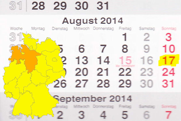 In Niedersachsen laden am 17.08.2014 die Orte Amelinghausen, Löningen, Papenburg und Rastede zum verkaufsoffenen Sonntag ein.