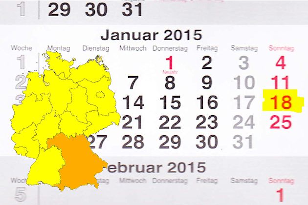 In Bayern laden am 18.01.2015 Allersberg, Passau und Triefenstein-Lengfurt zum verkaufsoffenen Sonntag ein.