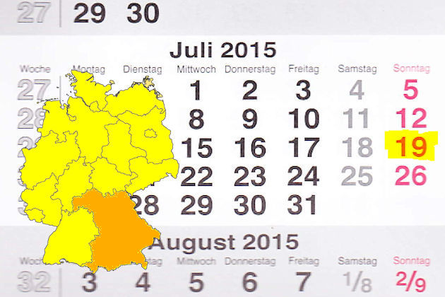 In Bayern laden am 19.07.2015 die Orte Altomünster, Beilngries, Herrieden, Oberasbach und Wunsiedel (teilweise) zum verkaufsoffenen Sonntag ein.
