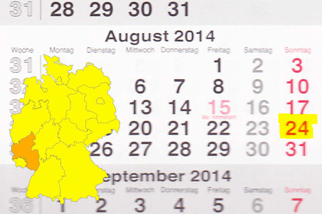 In Rheinland-Pfalz laden am 24.08.2014 die Orte Bad Hönningen, Gebhardshain, Weisenheim am Berg und Zweibrücken zum verkaufsoffenen Sonntag ein.