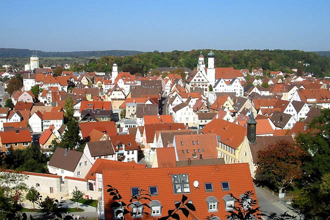 Blick vom Bruckersberg auf die Altstadt von Giengen an der Brenz.