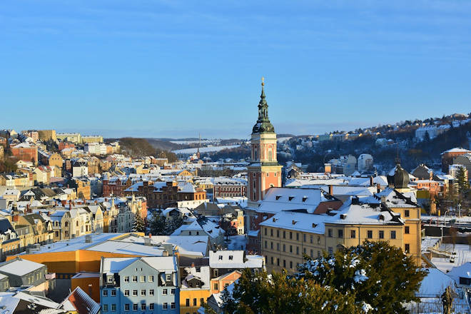 Blick über Greiz im Winter