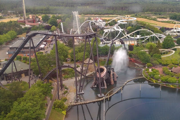 Blick auf den Heide Park Ressort, dem größten Freizeit- und Familienpark in Norddeutschland, unweit der Stadt Soltau