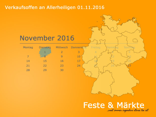 Wo ist an Allerheiligen (01.11.2016) verkaufsoffen?