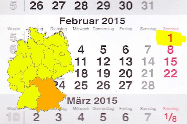 In Bayern laden am 01.02.2015 die Orte Geisenfeld, Gunzenhausen, Langquaid, Pfarrkirchen, Röhrnbach und Windsbach zum verkaufsoffenen Sonntag ein.