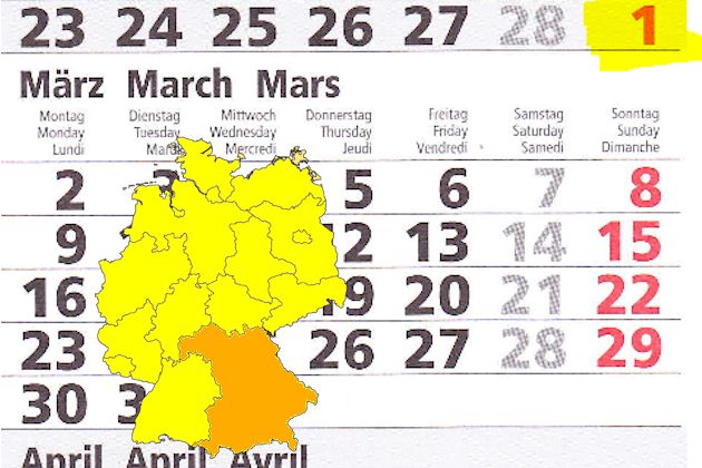 In Bayern laden am 01.03.2015 die Orte Altdorf bei Nürnberg, Eichendorf, Forchheim, Gangkofen, Großheubach, Kulmbach, Landshut, Mainburg, Marktredwitz, Traunreut und Velden zum verkaufsoffenen Sonntag ein.