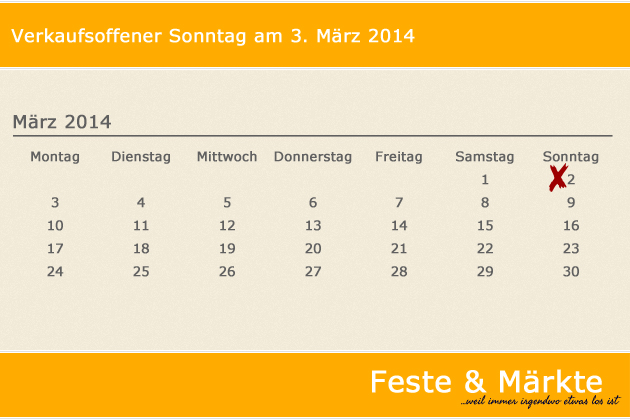 Zum verkaufsoffenen Sonntag laden am 02.03.2014 u.a. zahlreiche Center rund um Berlin, Flensburg, Garmisch-Partenkirchen, Kiel, Kirchheim unter Teck, Osterholz-Scharmbeck, Schneverdingen, Schwerin, Schwerte, Stralsund, Wismar, ... ein. Mehr dazu im Artike