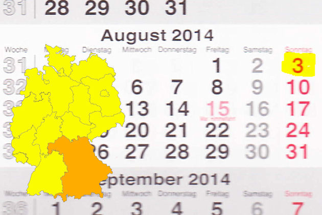 In Bayern laden am 03.08.2014 die Orte Ansbach, Breitenberg, Dietfurt, Friedberg (Bayern), Herzogenaurach, Rimbach bei Eggenfelden und Selb ein.