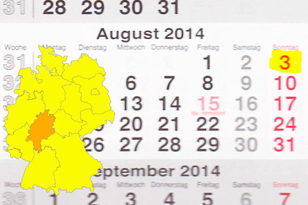 In Hessen laden am 03.08.2014 die Orte Bad Camberg, Kassel und Kronberg im Taunus zum verkaufsoffenen Sonntag ein.