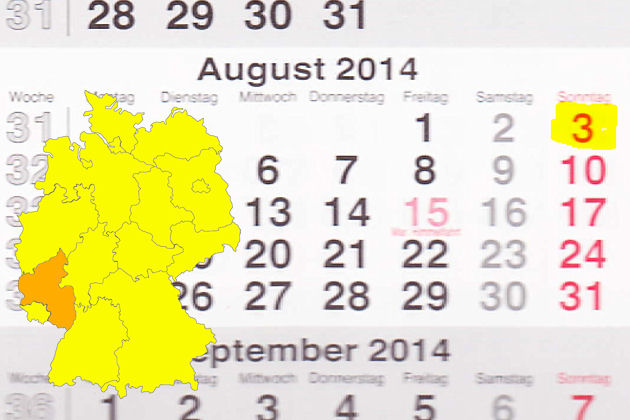 In Rheinland-Pfalz laden am 03.08.2014 die Orte Göllheim, Idar-Oberstein und Zweibrücken zum verkaufsoffenen Sonntag ein.