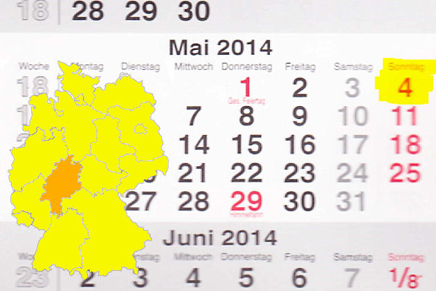 In Hessen laden am 04.05.2014 die Orte Bad Camberg, Bensheim, Büdingen, Dillenburg, Frankenberg an der Eder, Limburg a. d. Lahn und Schlüchtern zum verkaufsoffenen Sonntag ein.