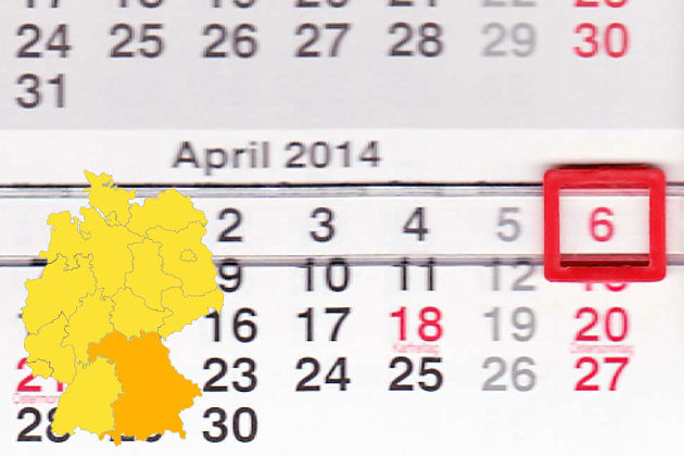 In Bayern laden am 06.04.2014 Deggendorf, Eichstätt, Hammelburg, Hirschaid, Hof (Saale), Lauingen (Donau), Hunderdorf, Ludwigsstadt, Mainaschaff, Meitingen, Miltenberg und Pfarrkirchen zum verkaufsoffenen Sonntag ein.