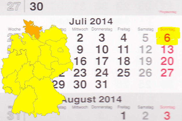 In Schleswig-Holstein laden am 06.07.2014 die Orte Eckernförde, Glückstadt, Uetersen und Wasbek zum verkaufsoffenen Sonntag ein.