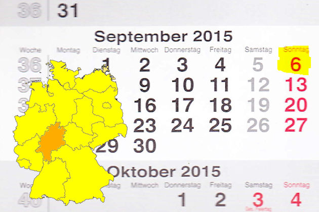 In Hessen laden am 06.09.2015 die Orte Birstein, Darmstadt, Fränkisch-Crumbach, Fulda, Kassel, Korbach, Langen (Hessen), Lollar, Nidda und Wetzlar (teilweise) zum verkaufsoffenen Sonntag ein.