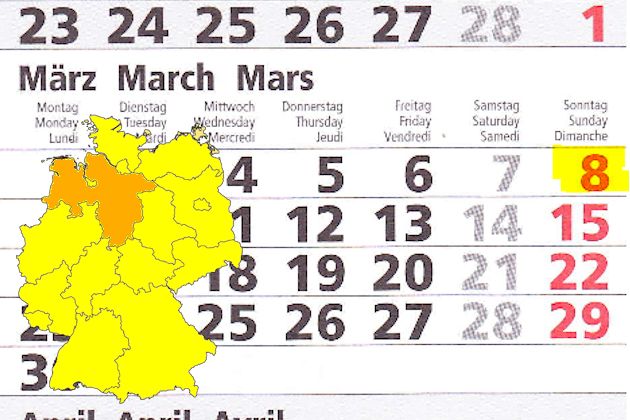 In Niedersachsen laden am 08.03.2015 die Orte Bramsche, Burgdorf, Emstek, Hameln, Salzbergen, Schneverdingen, Springe, Syke und Wolfsburg zum verkaufsoffenen Sonntag ein.