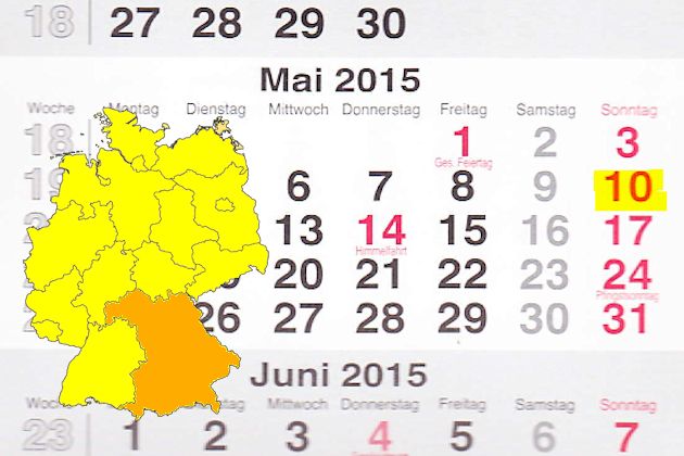 In Bayern laden am 10.05.2015 die Orte Bad Tölz, Feucht, Krailling, Mering, Obernburg a.Main und Viechtach zum verkaufsoffenen Sonntag ein.