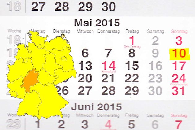 In Hessen laden am 10.05.2015 die Orte Bad Geisenheim, Höchst im Odenwald, Lorch am Rhein, Lorsch, Schlitz, Schlüchtern und Vellmar zum verkaufsoffenen Sonntag ein.