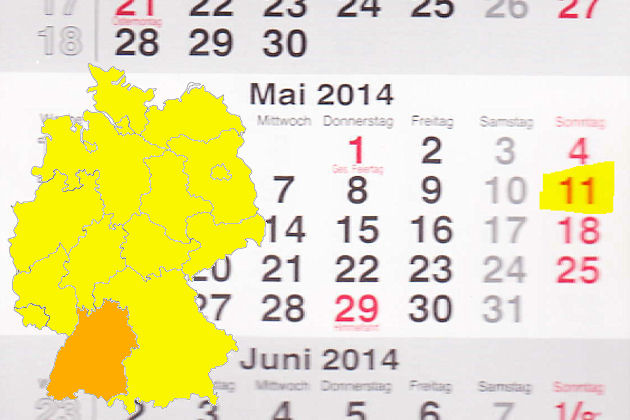 In Baden-Württemberg laden am 11.05.2014 die Orte Bad Schönborn, Baiersbronn, Bietigheim-Bissingen, Brackenheim, Gerstetten, Hausach, Hechingen, Leimen (Baden), Mosbach, Osterburken und Schömberg (Landkreis Calw) zum verkaufsoffenen Sonntag ein.