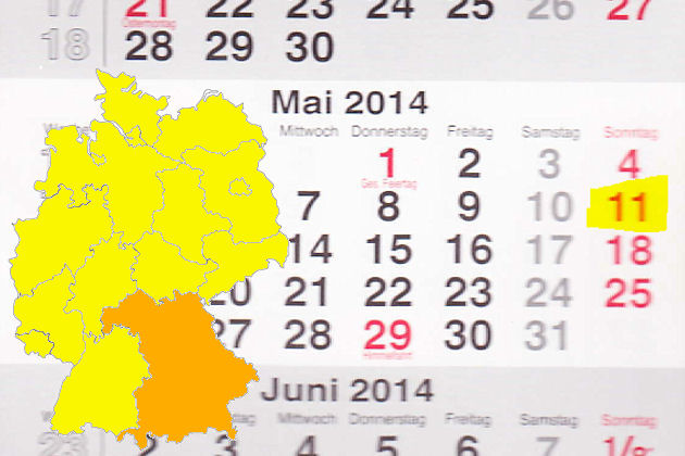 In Bayern laden am 11.05.2014 die Orte Auerbach in der Oberpfalz, Bad Tölz, Bodenmais, Donauwörth, Krailling, Peißenberg, Tegernsee, Weiden und Weißenhorn zum verkaufsoffenen Sonntag ein.