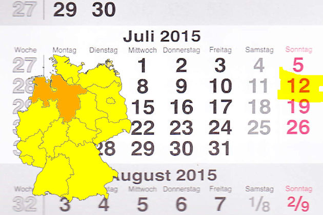 In Niedersachsen laden am 12.07.2015 die Orte Achim, Lachendorf, Pattensen, Rastede, Schöningen und Seesen (teilweise) zum verkaufsoffenen Sonntag ein.