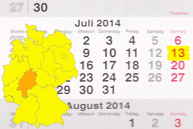 In Hessen laden am 13.07.2014 die Orte Bensheim, Lorch am Rhein, Marburg und Rodgau zum verkaufsoffenen Sonntag ein.