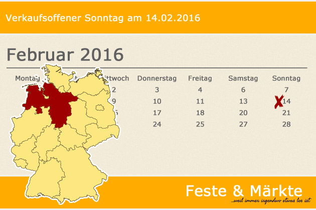 In Niedersachsen haben wir für den Valentinstag, den 14.02.2016, leider keine regulären verkaufsoffenen Sonntage gefunden, dafür haben wir aber spezielle Shoppingtipps für Hannover.