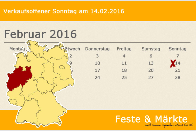 In Nordrhein-Westfalen haben wir für den Valentinstag, den 14.02.2016, leider keine regulären verkaufsoffenen Sonntage gefunden, dafür haben wir aber spezielle Shoppingtipps für Dortmund, Düsseldorf, Essen und Köln sowie für die grenznahen Regionen