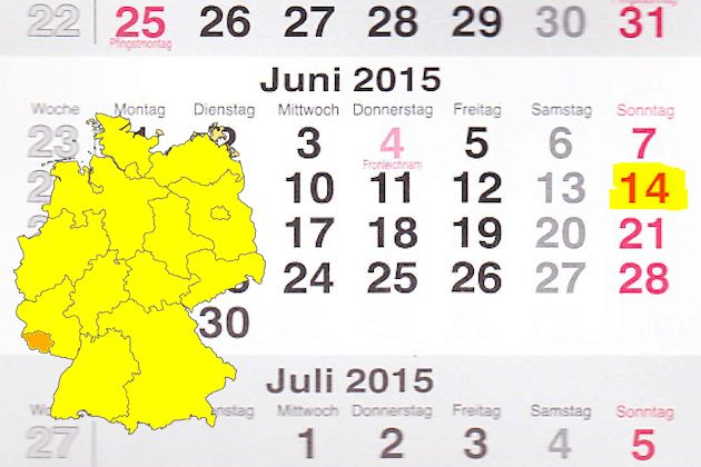 In Saarland laden am 14.06.2015 die Orte Merzig und St. Wendel (teilweise) zum verkaufsoffenen Sonntag ein.