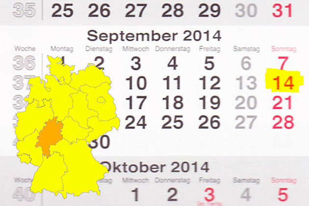 In Hessen laden am 14.09.2014 die Orte Babenhausen, Baunatal, Bensheim, Erbach (Odenwald), Eschwege, Groß-Umstadt, Herborn, Idstein, Lauterbach (Hessen), Mühlheim am Main, Obertshausen, Schwalbach am Taunus, Wald-Michelbach, Weilmünster zum verkaufsoff