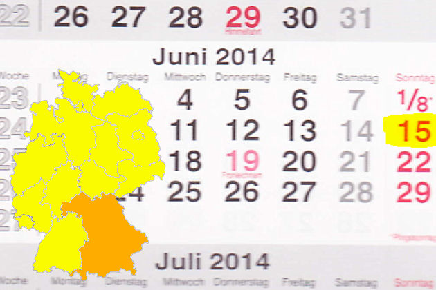 In Bayern laden am 15.06.2014 die Orte Allersberg, Bindlach, Burglengenfeld, Buttenwiesen, Ebermannstadt, Ipsheim, Landsberg am Lech, Langenzenn, Mainleus, Parsberg, Schongau, Traunstein und Zwiesel zum verkaufsoffenen Sonntag ein.