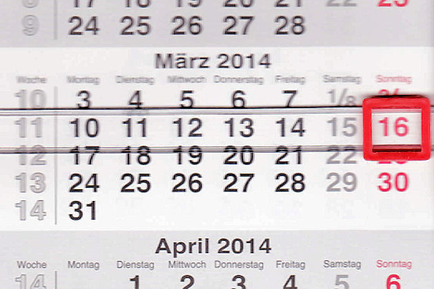 Am 16.03.2014 laden die Städte Neuenrade, Remagen, Kaiserslautern, Bitburg, Großheubach, Markt Schwaben, Lahstedt, Bad Camberg und Zell am Harmersbach zu einem verkaufsoffenen Sonntag.
