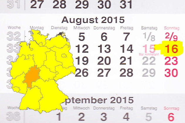 In Hessen laden am 16.08.2015 die Orte Bad Nauheim, Michelstadt und Weiterstadt (teilweise) zum verkaufsoffenen Sonntag ein.
