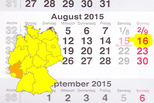 In Rheinland-Pfalz laden am 16.08.2015 die Orte Dahn und Zweibrücken (teilweise) zum verkaufsoffenen Sonntag ein.