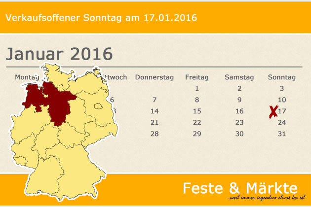 In Niedersachsen haben wir für den 17.01.2016 leider keine regulären verkaufsoffenen Sonntage gefunden, dafür haben wir aber spezielle Shoppingtipps für Hannover.