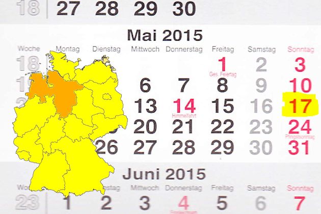 In Niedersachsen laden am 17.05.2015 die Orte Ankum, Bad Harzburg, Bad Pyrmont, Haselünne, Hechthausen, Nordenham, Rhauderfehn, Salzgitter und Varel zum verkaufsoffenen Sonntag ein.