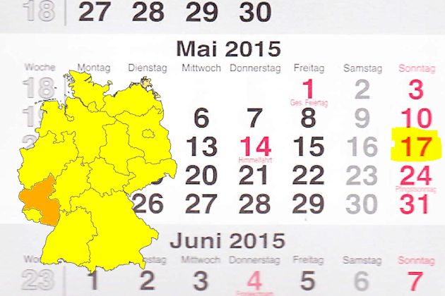 In Rheinland-Pfalz laden am 17.05.2015 die Orte Bad Breisig, Bad Dürkheim, Bernkastel-Kues, Kandel, Maikammer, Weisenheim am Berg und Wörth am Rhein zum verkaufsoffenen Sonntag ein.