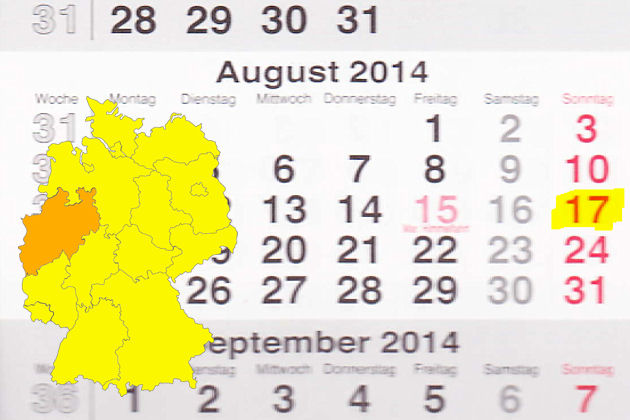 In Nordrhein-Westfalen laden am 17.08.2014 die Orte Aachen, Bad Lippspringe, Bad Münstereifel, Düsseldorf, Ladbergen, Lübbecke, Münster und Rheine zum verkaufsoffenen Sonntag ein.