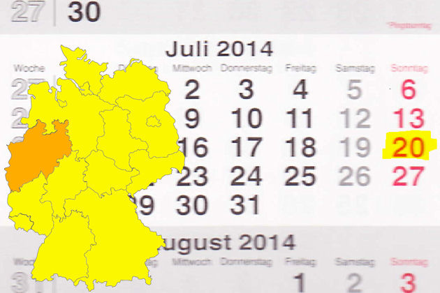 In Nordrhein-Westfalen laden am 20.07.2014 die Orte Iserlohn, Lienen und Weeze zum verkaufsoffenen Sonntag ein.