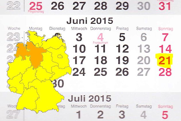 In Niedersachsen laden am 21.06.2015 die Orte Asendorf, Bad Harzburg, Bad Laer, Bispingen, Diepholz, Salzbergen, Seevetal und Zetel (teilweise) zum verkaufsoffenen Sonntag ein.