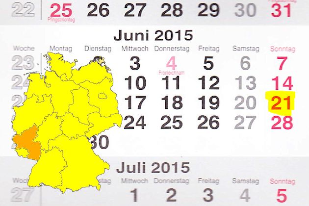 In Rheinland-Pfalz laden am 21.06.2015 die Orte Daun, Kruft, Remagen und Selters (Westerwald) teilweise zum verkaufsoffenen Sonntag ein.