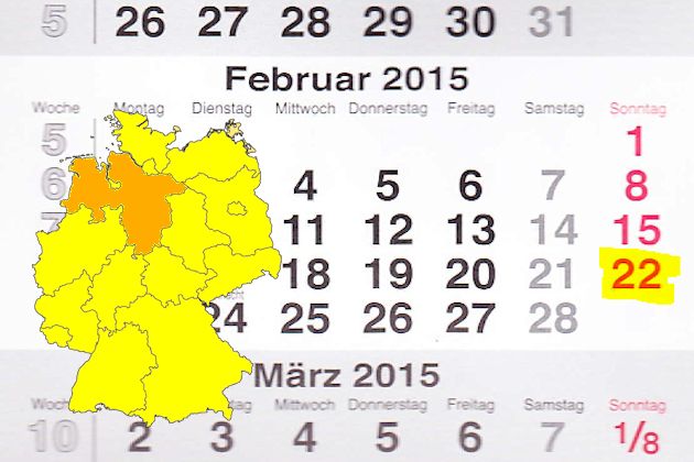 In Niedersachsen lädt am 22.02.2015 der Ort Spelle zum verkaufsoffenen Sonntag ein.