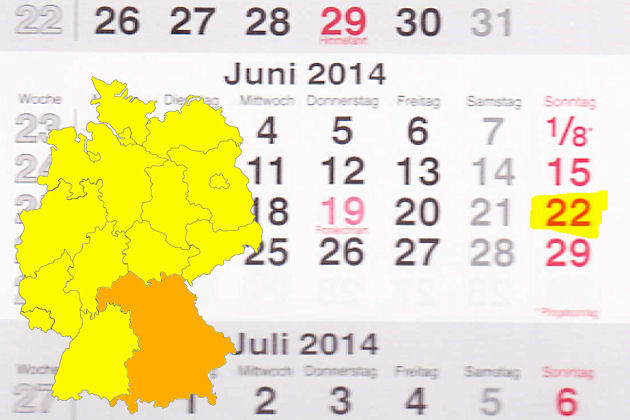 In Bayern laden am 22.06.2014 die Orte Ansbach, Ergoldsbach, Frontenhausen, Herzogenaurach, Krumbach, Ochsenfurt, Peiting, Tirschenreuth und Tittling zum verkaufsoffenen Sonntag ein.