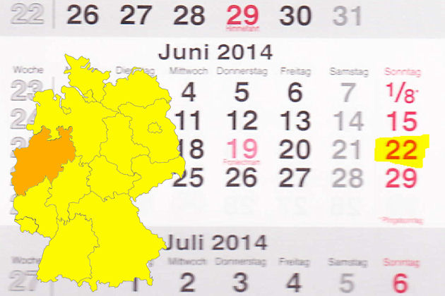 In Nordrhein-Westfalen laden am 22.06.2014 die Orte Bornheim (Rheinland), Gescher, Heek, Meerbusch, Pulheim und Ratingen zum verkaufsoffenen Sonntag ein.